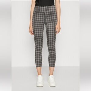 GAP Ponte Leggings Plaid New Shadow Gray and Black
